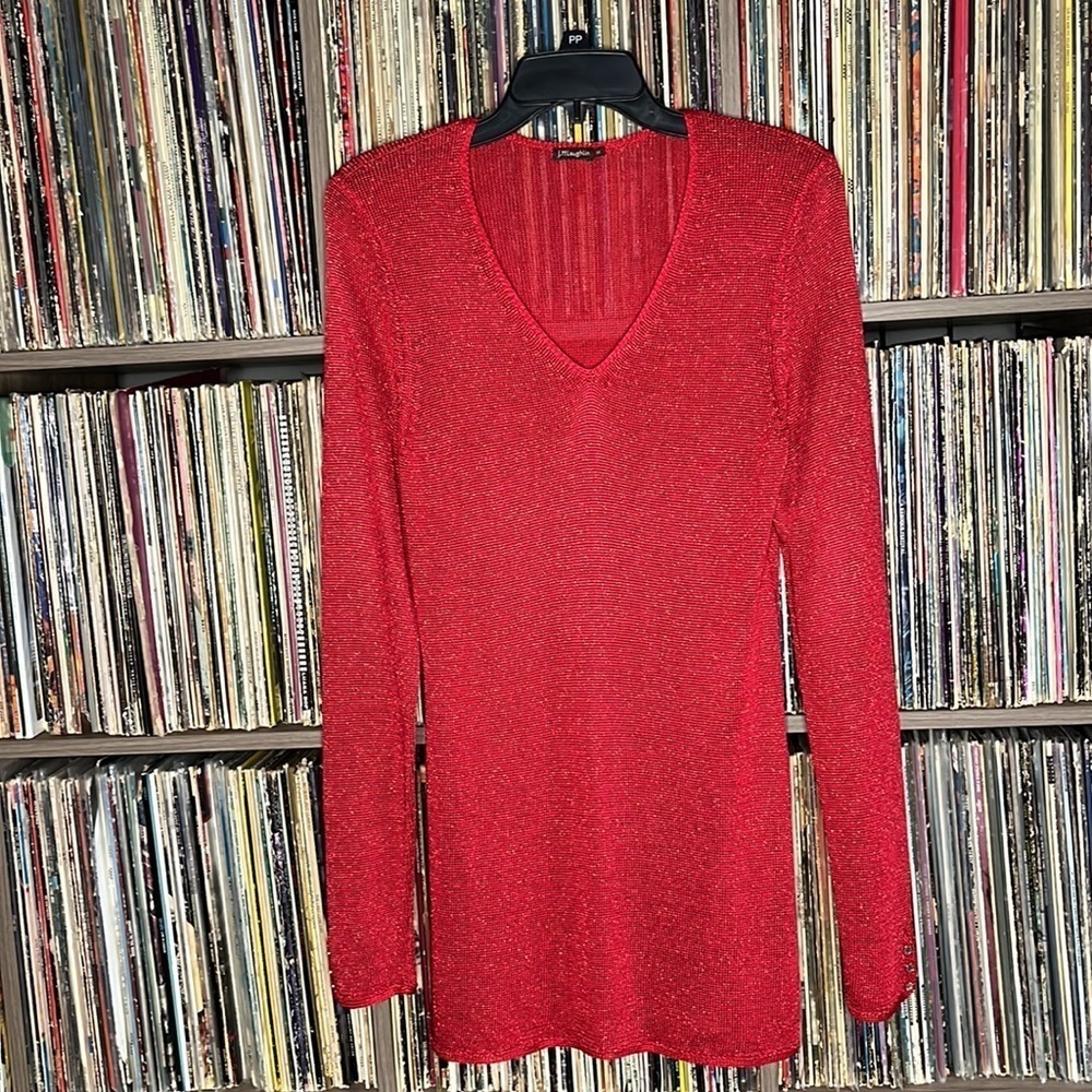 J. McLaughlin V-neck Sweater w/ Gold Button Details Size Medium - Picture 3 of 6